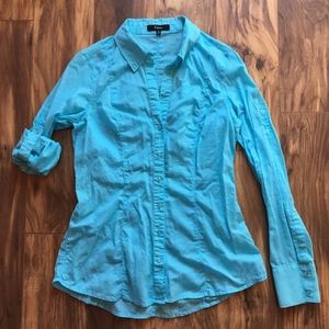 Beautiful Turquoise Blue Button Down Shirt